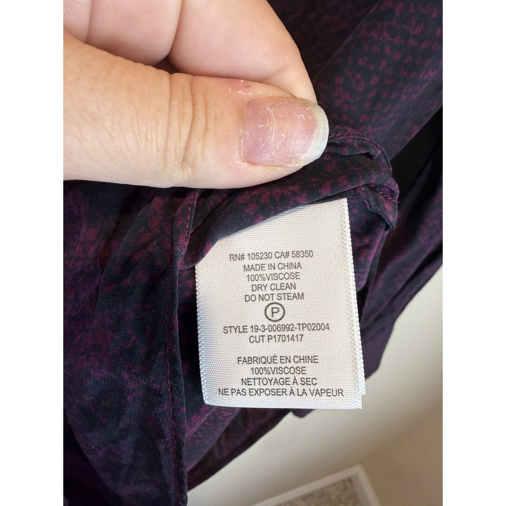 Joie Top Women's Long Sleeve Button Blouse Animal Print Purple Black Size L - Picture 7 of 7